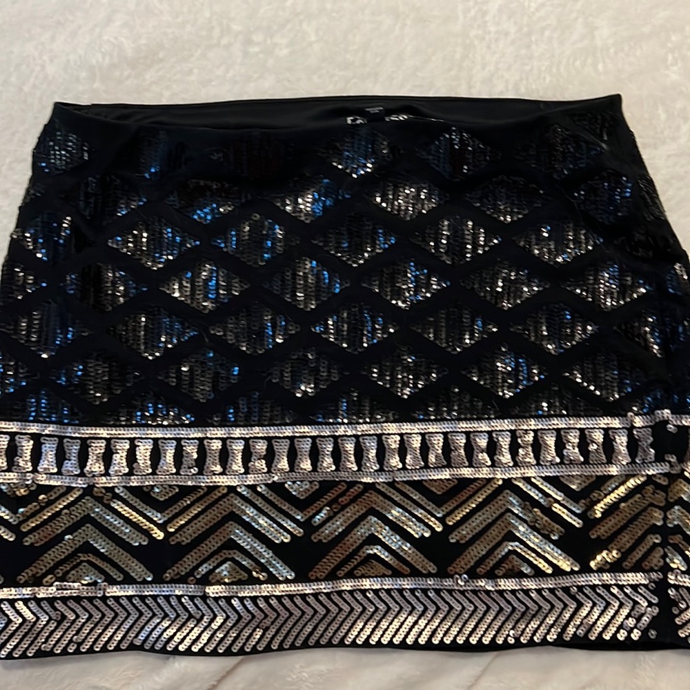 Express Sequin stretch mini skirt